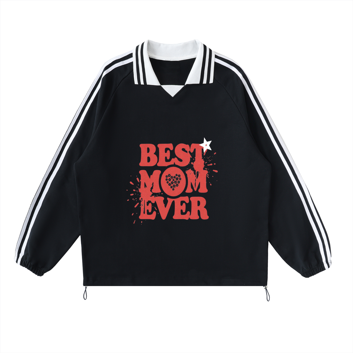 Striped Lapel Collar Sweatshirt